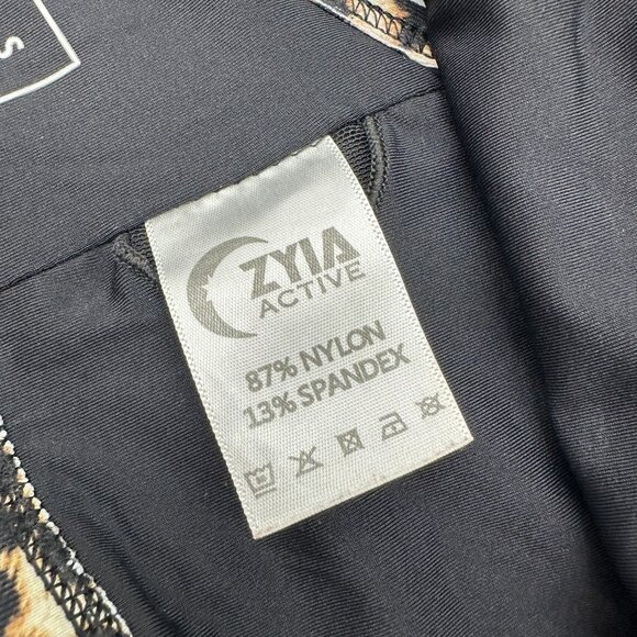 Zyia Active Sports Bra Women's Pullover Athletic Mesh Animal Print Black Beige S - Picture 10 of 11